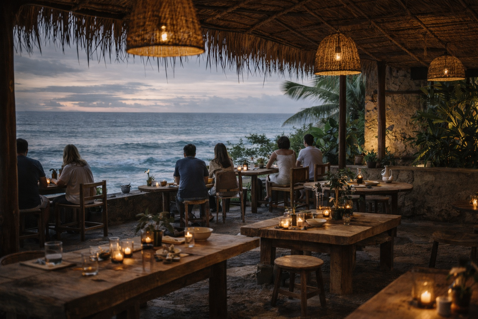 Open relaxed oceanfront dining at Saga